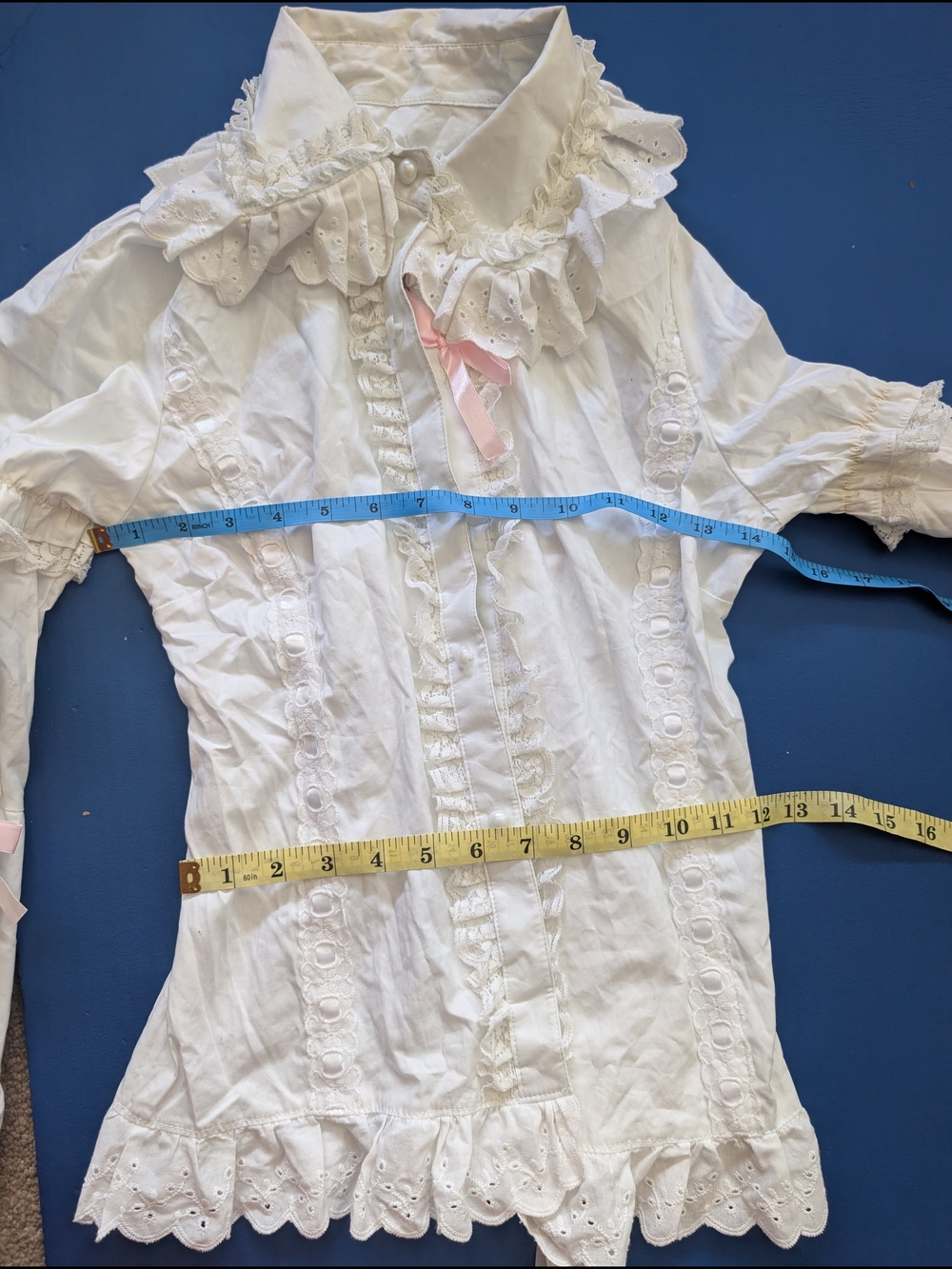 Victorian-Inspired Ruffled White Women's Blouse - Picture 2 of 14